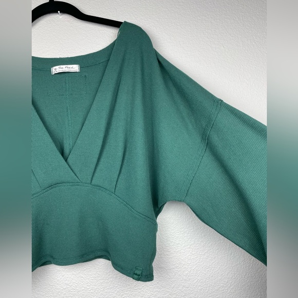 FREE PEOPLE Women's XL Thermal All Nighter Long Sleeve Top Waffle Knit Crop - Picture 12 of 16